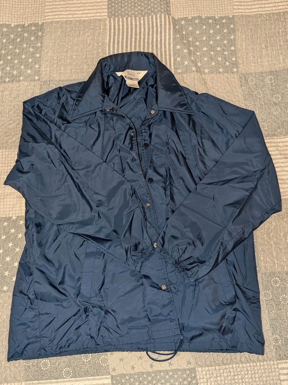 Vintage 70s 80s Sears Wearmaster Blue Nylon Coach Jacket XL